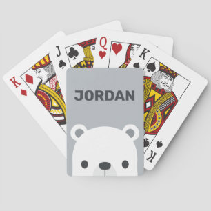 Kute Little Polar Beer met Persoonlijke naam Pokerkaarten