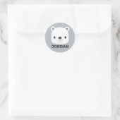 Kute Little Polar Beer met Persoonlijke naam Ronde Sticker (Tas)
