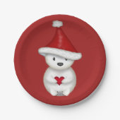 Kute Little Polar Beer with Heart Papieren Bordje (Voorkant)