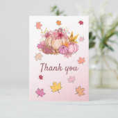 Kute Little Pumpking Spice &Mooie Roze Herfst in L Bedankkaart (Staand voorkant)