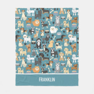 Kute Little Puppy Dog Pet Patroon Fleece Deken