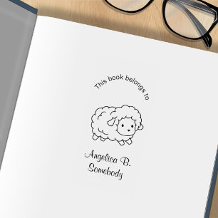 Kute Little Sheep Ewe Color Me Bookplate Rubberstempel