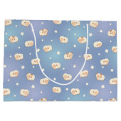 Kute Little Sheep Pattern on Blue Groot Cadeauzakje (Achterkant)