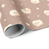 Kute Little Sheep Pattern on Brown Cadeaupapier (Rol Hoek)