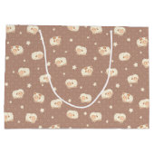 Kute Little Sheep Pattern on Brown Groot Cadeauzakje (Achterkant)