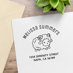 Kute Little Sheep Ram Aries Arch Address Rubberstempel