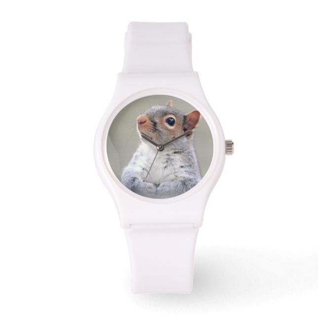Kute Little Soft and Fluffy Grey Squirrel Horloge (Voorkant)