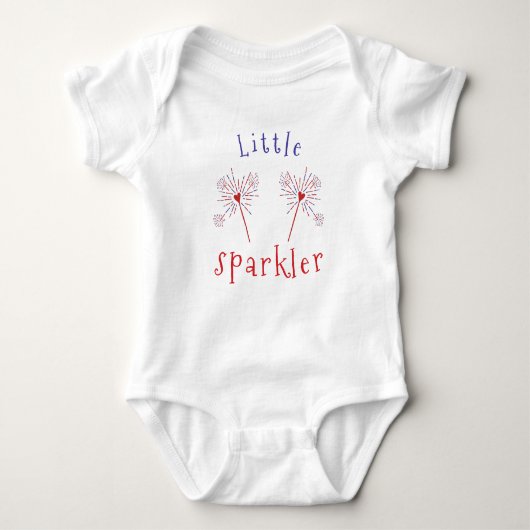Kute Little Sparkler Heart Red White Blue Romper (Voorkant)