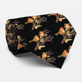 Kute Little Sparrow Brown Birds Black Background Stropdas (Opgerold)
