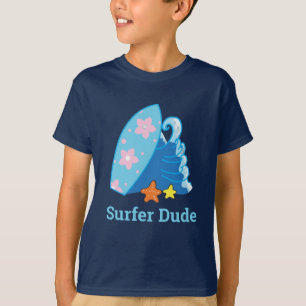 Kute Little Surfer Dude Surfboard en Wave T-shirt