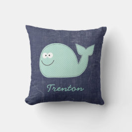 Kute Little Whale Personalised Baby Name Pillow Kussen