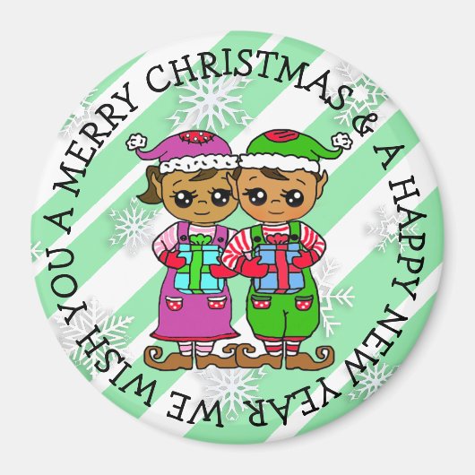 Kute Little Whimsical Elves kerst Magneet (Voorkant)