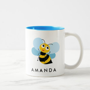Kute Little YELLOW BEE Personalized Tweekleurige Koffiemok
