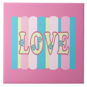 Kute Love Quote Pastel Roze Geel Blauw Ontwerp Tegeltje