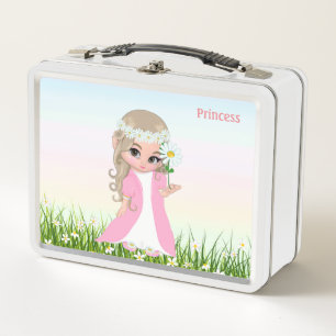 Kute Magic Fairy and Flowers Metal Lunch Box