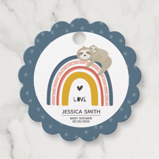 Kute mammie en Baby Regenboogregenboog Baby shower Bedankjes Labels (Voorkant)