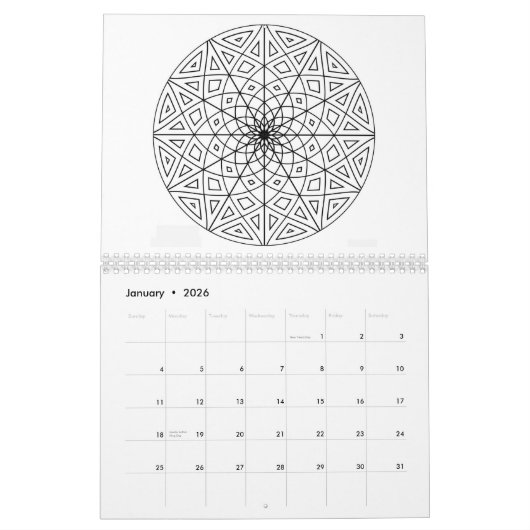 Kute mandala-kleurboek Agenda Kalender (Jan 2026)