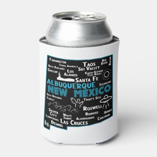 Kute map van New Mexico Albuquerque Map Santa Fe Blikjeskoeler (Blikje Voorkant)
