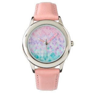 Kute Mermaid Jewelry, Roze, Paars, Blauwgroen Horloge
