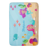 Kute Mermaid Personalized Girly onder Zee Badmat (Voorkant Verticaal)