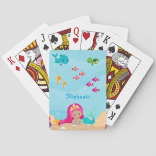 Kute Mermaid Personalized Girly onder Zee Pokerkaarten