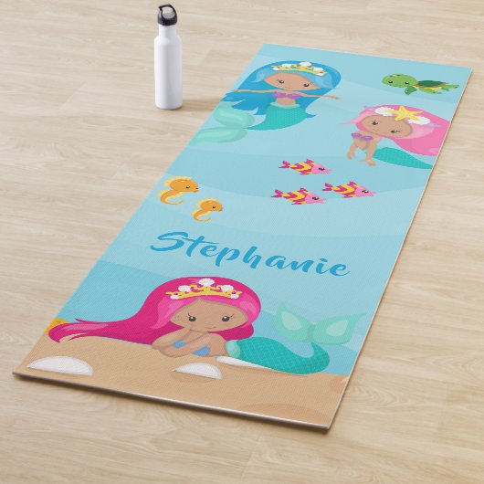 Kute Mermaid Personalized Girly onder Zee Yogamat (In situ)