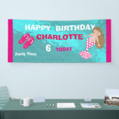 Kute Mermaid Pool Beach Swim Party - Gepersonalise Spandoek (Beurs)