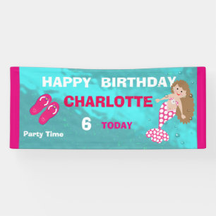 Kute Mermaid Pool Beach Swim Party - Gepersonalise Spandoek