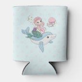 Kute Mermaid Riding a Dolphin under Zee Blikjeskoeler (Voorkant)