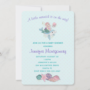 Kute Mermaid Riding a Dolphin under Zee Kaart