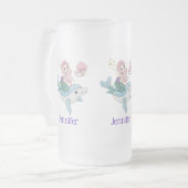 Kute Mermaid Riding a Dolphin under Zee Matglas Bierpul (Voorkant links)