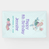 Kute Mermaid Riding a Dolphin under Zee Spandoek (Horizontaal)