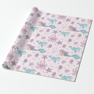 Kute Mermaid Wrapping Paper Cadeaupapier