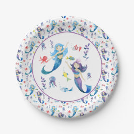 Kute mermaids onder het Zee Papieren Bordje