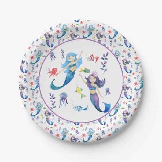 Kute mermaids onder het Zee Papieren Bordje (Voorkant)