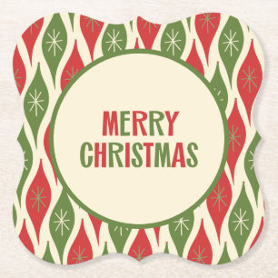 Kute mid-century Modern Retro 50s Vrolijk Kerstfee Kartonnen Onderzetters