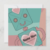 Kute mid-century Modern Robot Kind eerste verjaard Bedankkaart (Achterkant)