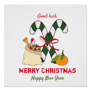 Kute Minimalist Kerstmis en Nieuwjaar Happy Perfect Poster