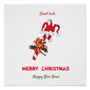 Kute Minimalist Kerstmis en Nieuwjaar Happy Perfect Poster