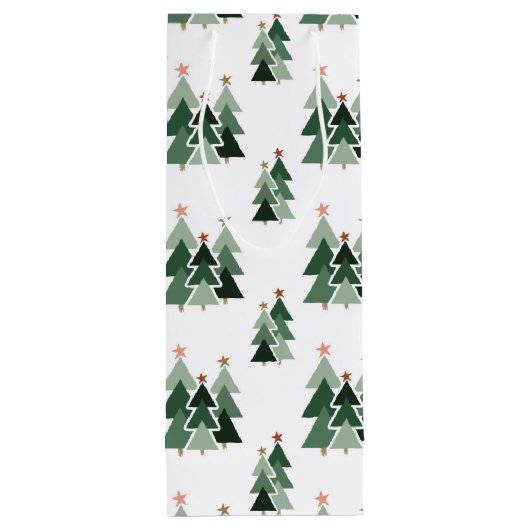 Kute moderne kerstbomen wijn cadeautas (Achterkant)