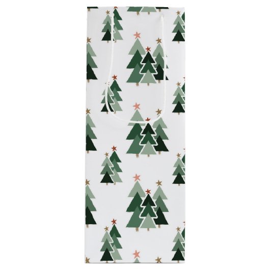 Kute moderne kerstbomen wijn cadeautas (Voorkant)