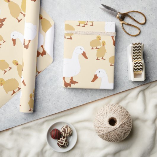 Kute Moeder Duck & Baby Ducking Pattern Cadeaupapier (Crafts)