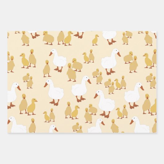Kute Moeder Duck & Baby Ducking Pattern Inpakpapier Vel (Voorkant 2)