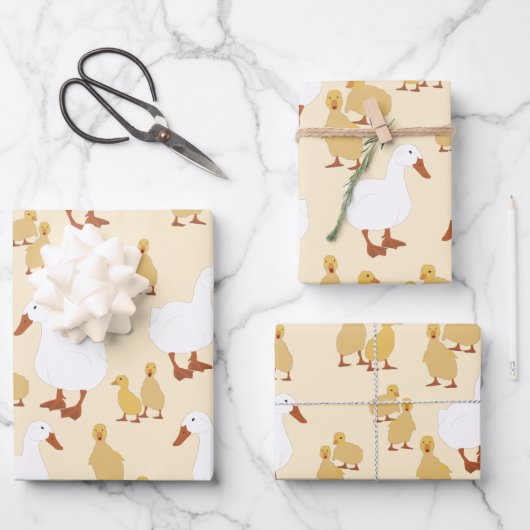 Kute Moeder Duck & Baby Ducking Pattern Inpakpapier Vel (Voorkant)