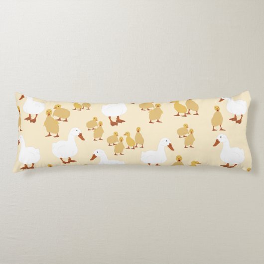 Kute Moeder Duck & Baby Ducking Pattern Lichaamskussen (Voorkant)