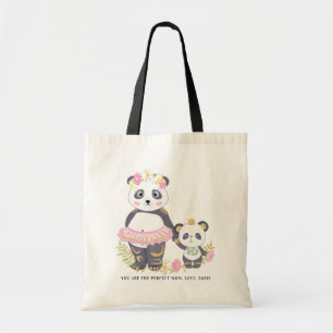 Kute moeder en dochter Pandas Floral Moederdag Tote Bag