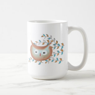 Kute Mok Owl Afbeelding in bruin en Blauwgroen