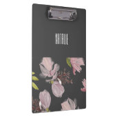 Kute monogrammen bloem grijs en roze klembord (Rechts)