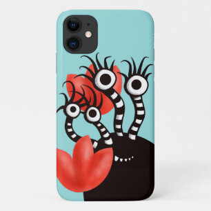 Kute monster met vier ogen Abstracte tulpen iPhone 11 Hoesje