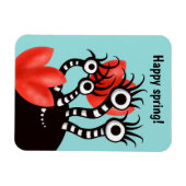 Kute monster met vier ogen Abstracte tulpen Magneet (Horizontaal)